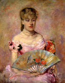 Lady with a Fan (Portrait of Anne Chlotte Gailld) by Mary Cassatt — male oil painting wall art, Impressionism