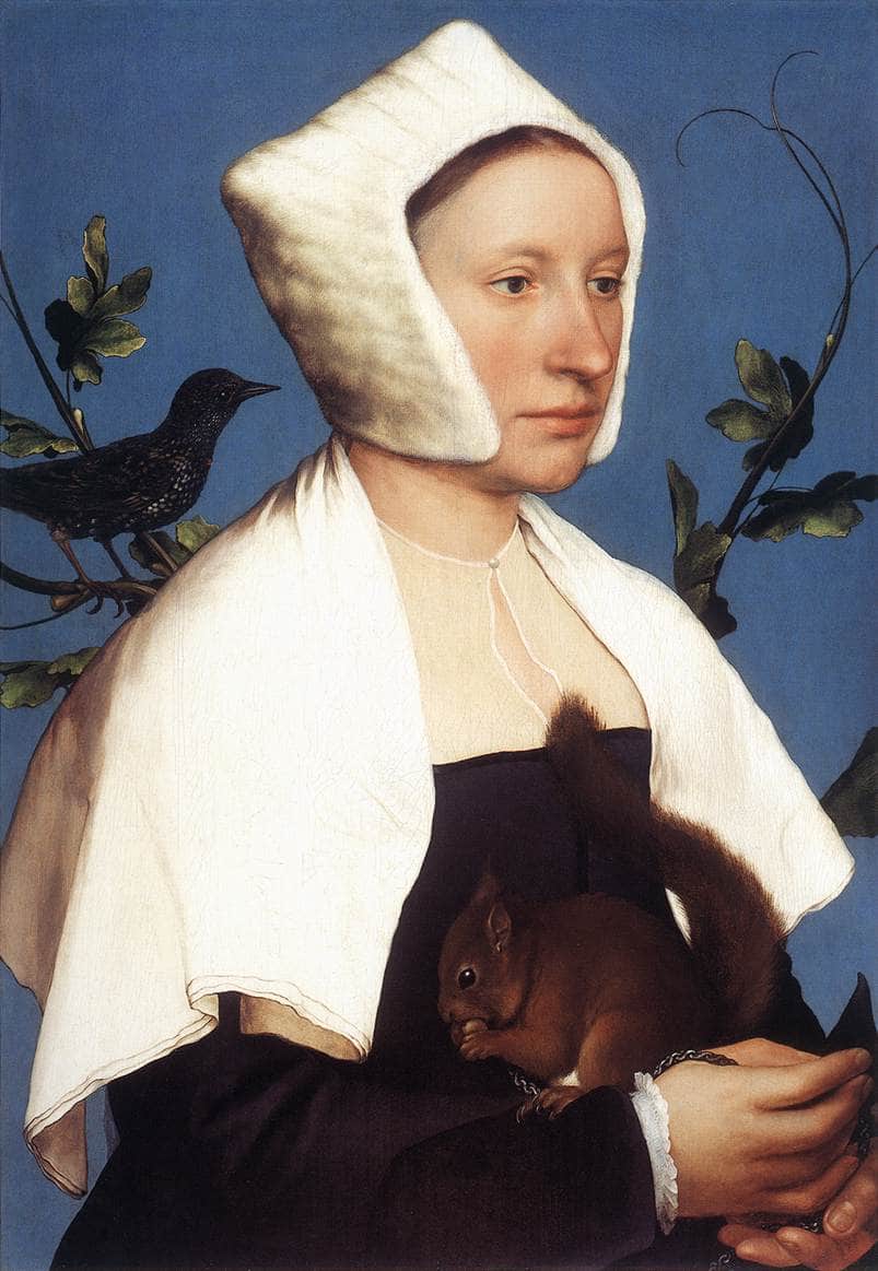 Lady with a Squirrel and a Starling - Hans Holbein the Younger