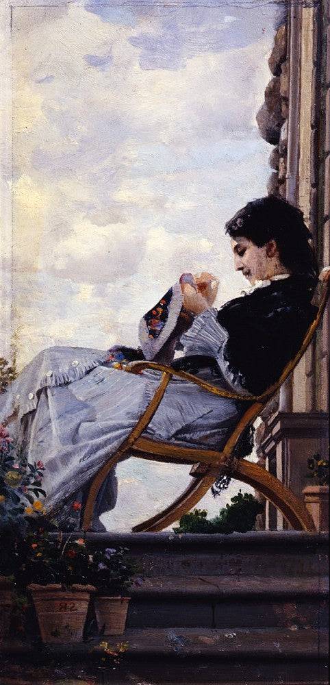 Lady working on the terrace