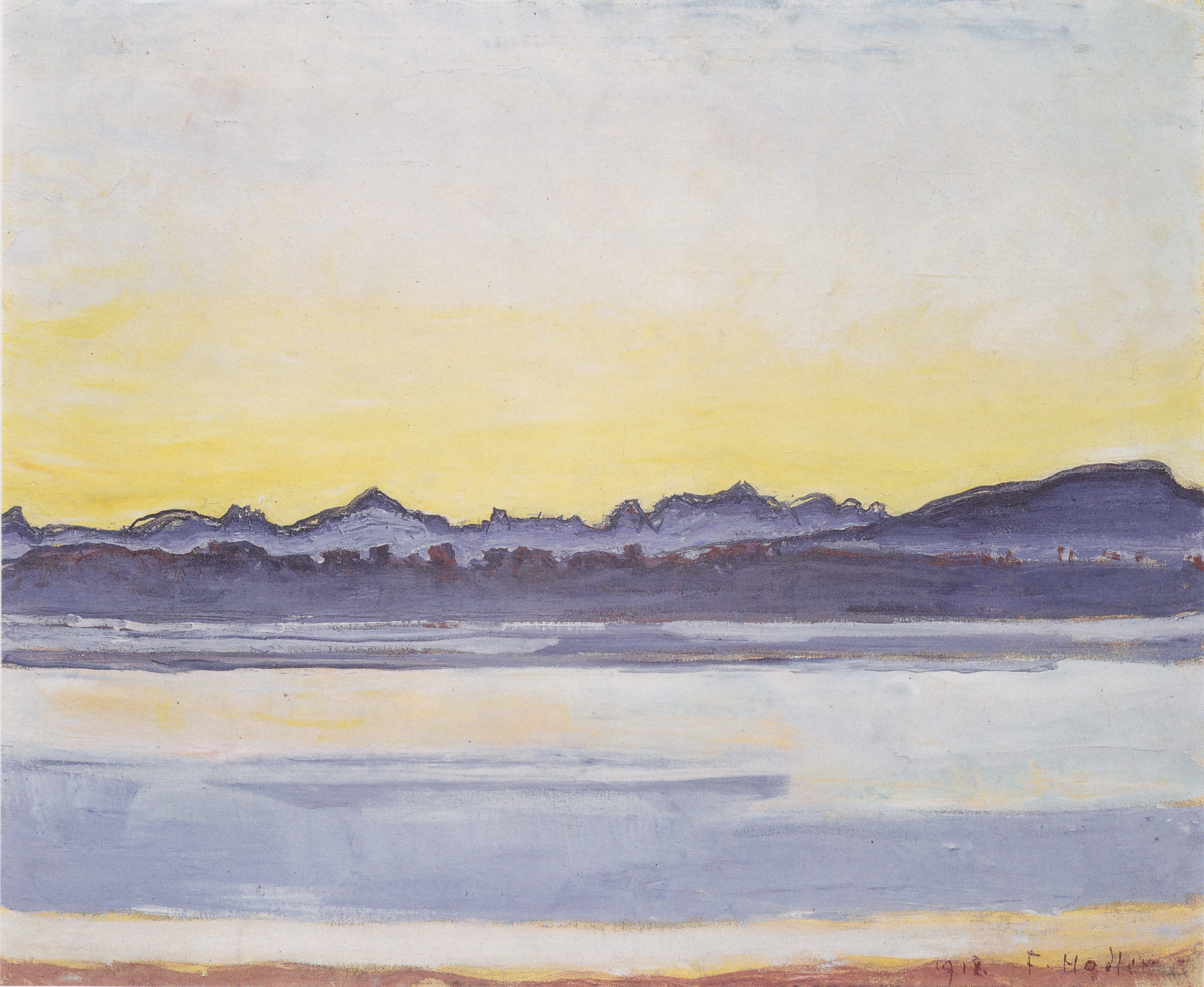 Lake Geneva with Mont Blanc before sunrise - Ferdinand Hodler