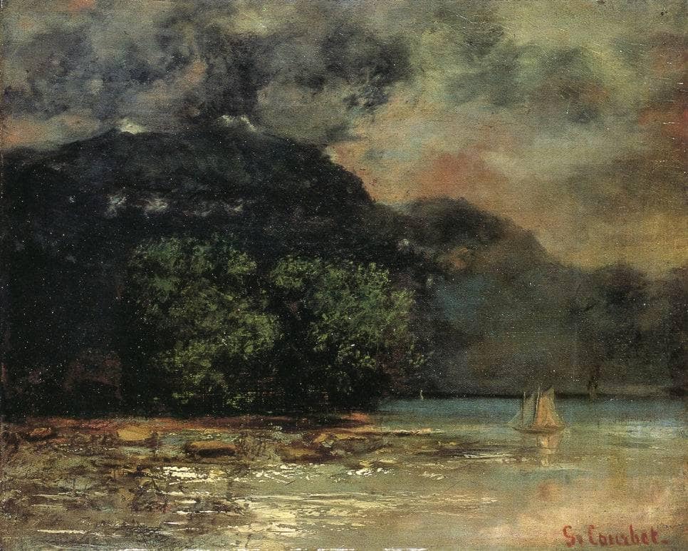 Lake Geneve before the Storm by Gustave Courbet — hand-painted landscape oil painting reproduction on canvas