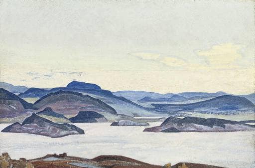 Lake Hyumpola by Nicholas Roerich — hand-painted landscape oil painting reproduction on canvas