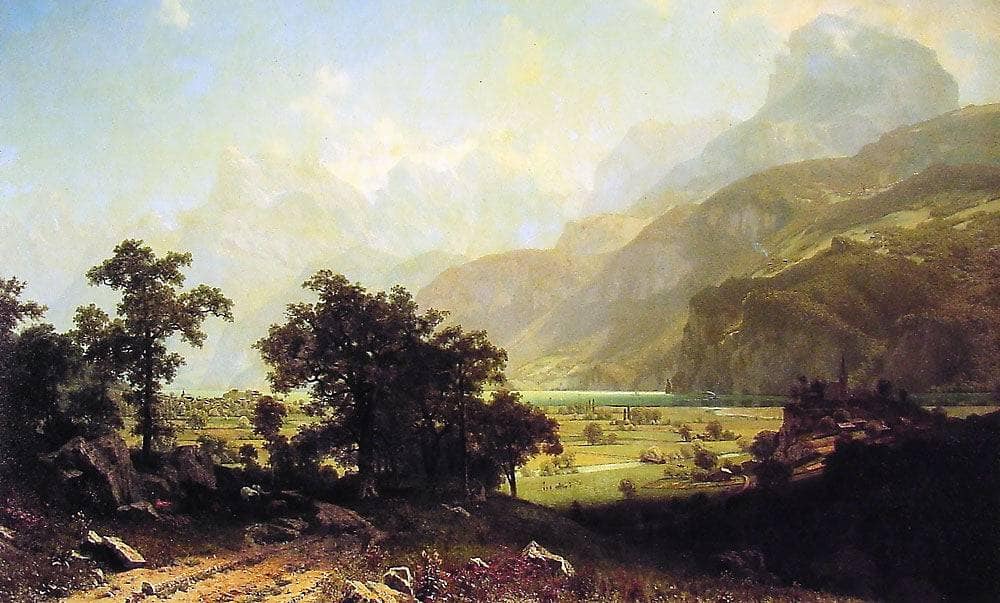Lake Lucerne, Switzerland by Albert Bierstadt — hand-painted botanical oil painting reproduction on canvas