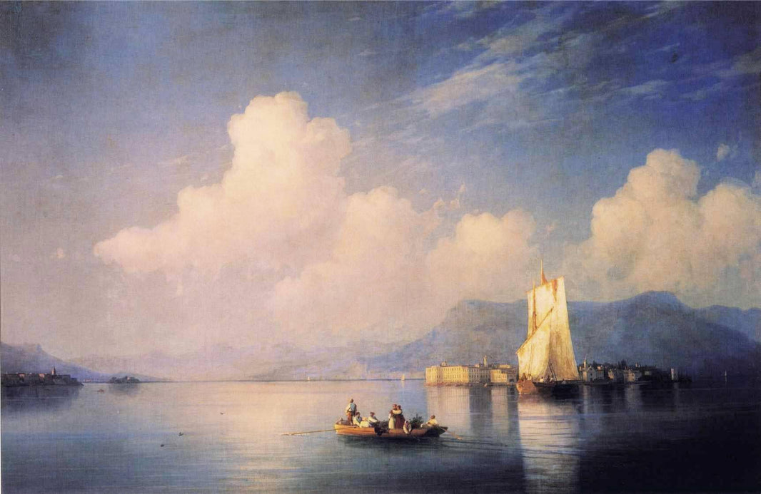 Lake Maggiore in the Evening by Ivan Aivazovsky — hand-painted landscape oil painting reproduction on canvas