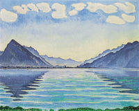 Lake Thun, Symmetric reflection by Ferdinand Hodler — hand-painted landscape oil painting reproduction on canvas