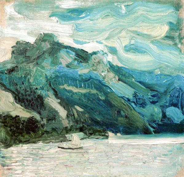 Lake Traunsee with the Schlafende Griechin mountain by Richard Gerstl — hand-painted botanical oil painting reproduction on canvas