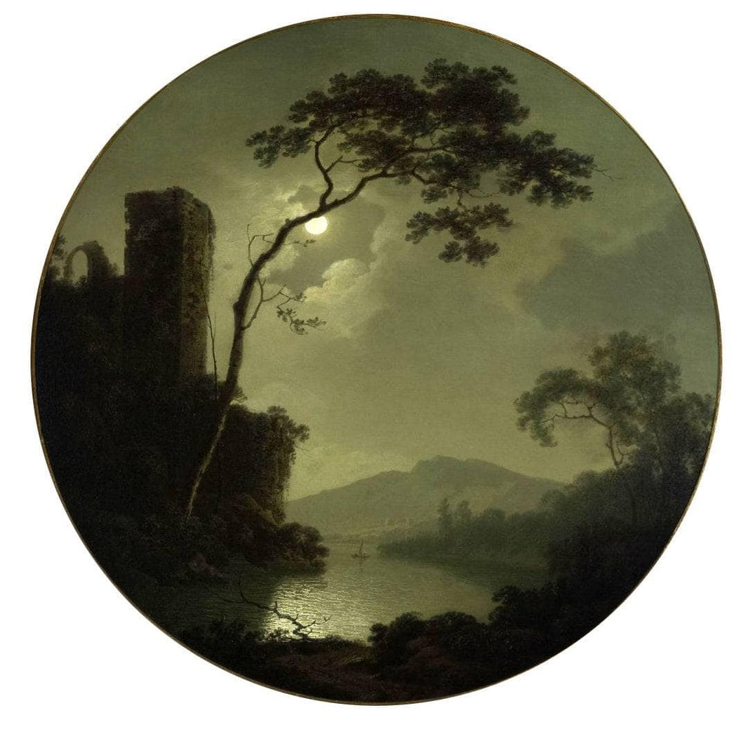 Lake with Castle on a Hill by Joseph Wright — hand-painted architectural oil painting reproduction on canvas