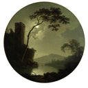 Lake with Castle on a Hill by Joseph Wright — river oil painting wall art, Romanticism