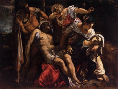 Lamentation over the Dead Christ in modern living room