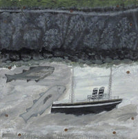 Land, Fish and Motor Vessel by Alfred Wallis — hand-painted animal oil painting reproduction on canvas