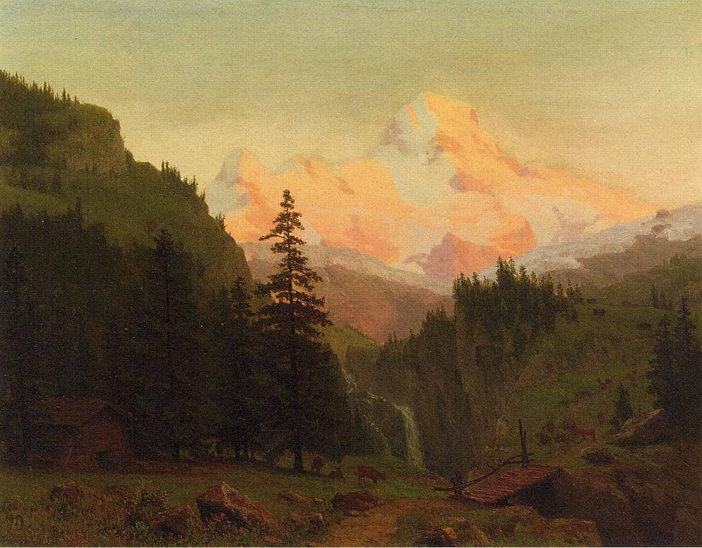 Landscape by Albert Bierstadt — hand-painted architectural oil painting reproduction on canvas