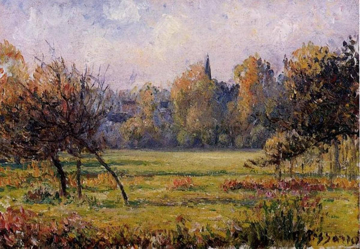 Landscape at Bazincourt by Camille Pissarro — hand-painted botanical oil painting reproduction on canvas