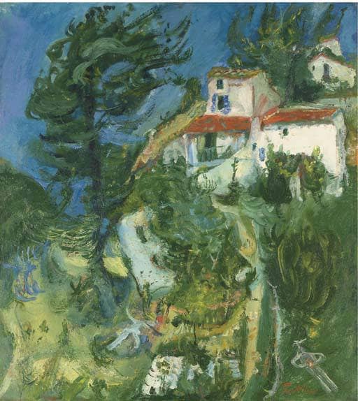 Landscape at Cagnes by Chaim Soutine — hand-painted architectural oil painting reproduction on canvas