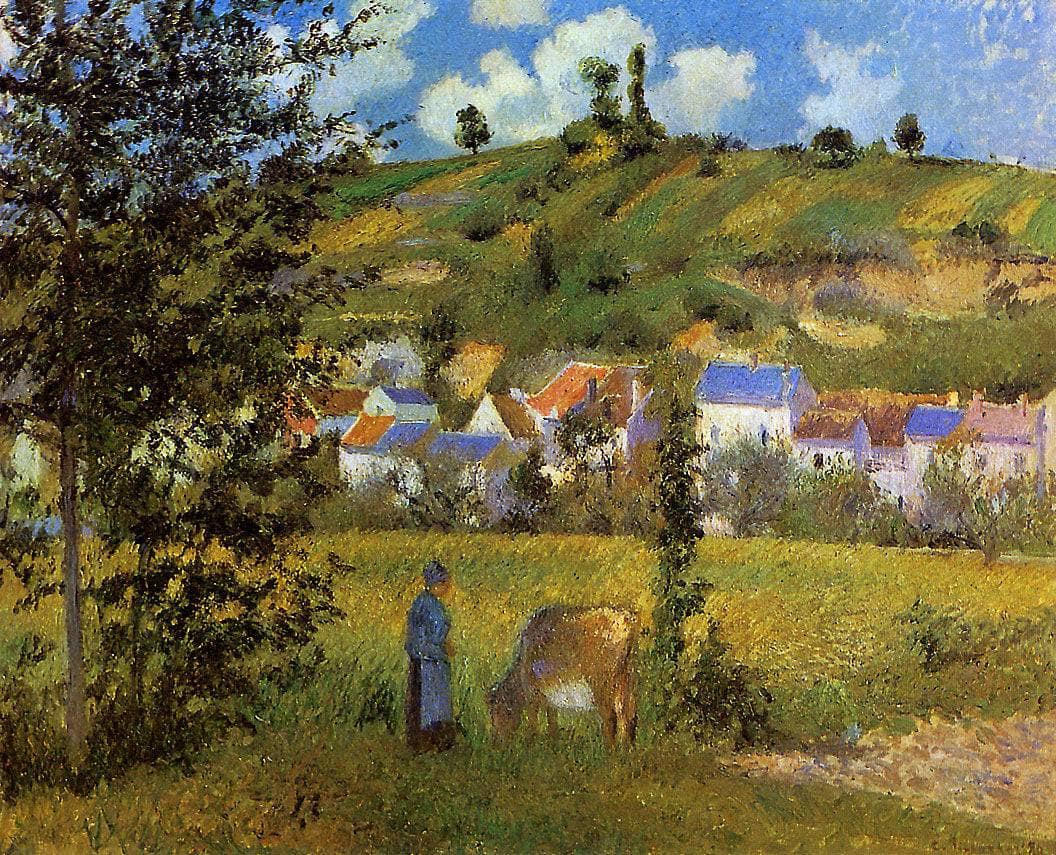 Landscape at Chaponval by Camille Pissarro — hand-painted botanical oil painting reproduction on canvas