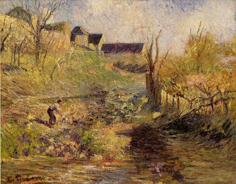 Landscape at Osny by Camille Pissarro — hand-painted animal oil painting reproduction on canvas