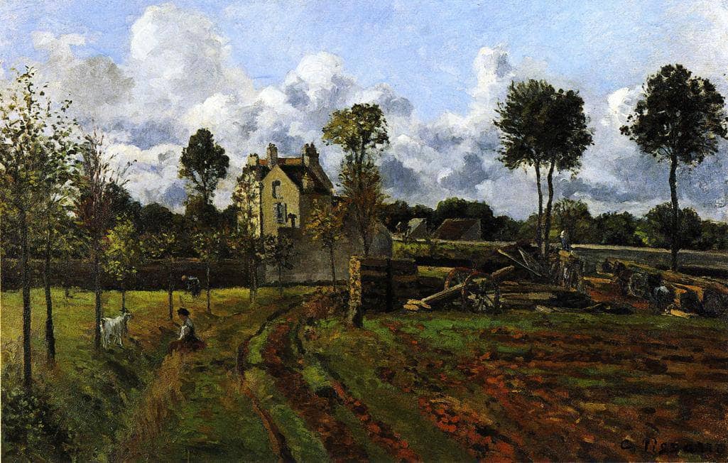 Landscape at Pontoise by Camille Pissarro — hand-painted botanical oil painting reproduction on canvas