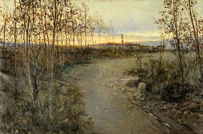 Landscape at sunset in entryway