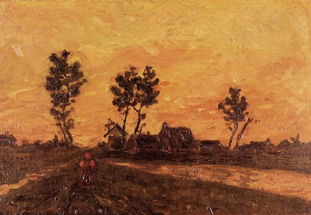 Landscape at Sunset by Vincent van Gogh — hand-painted landscape oil painting reproduction on canvas