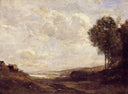 Landscape by the Lake by Camille Corot — hand-painted landscape oil painting reproduction on canvas