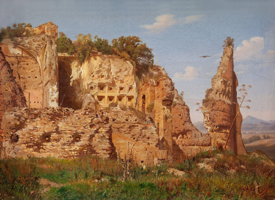 Landscape from Rome, Villa dei Quintili near the Via Appia by Harald Jerichau — hand-painted cultural oil painting reproduction on canvas