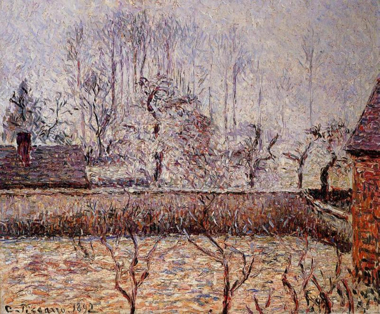 Landscape, Frost and Fog, Eragny - Camille Pissarro