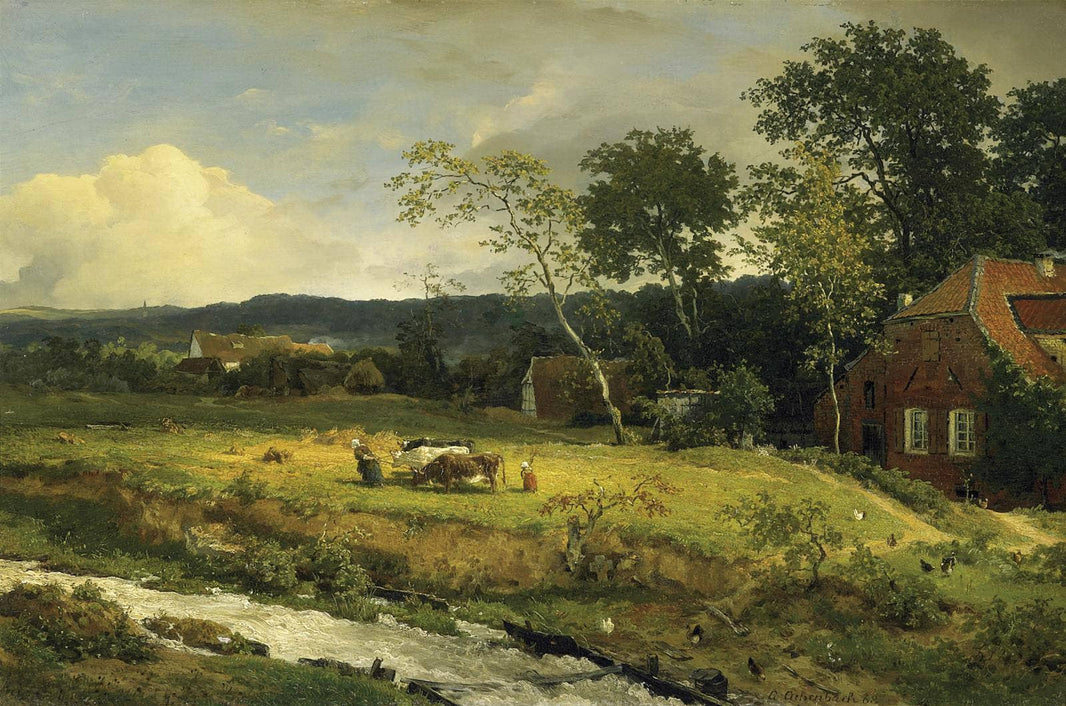 Landscape in Hessen by Andreas Achenbach — hand-painted landscape oil painting reproduction on canvas