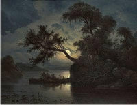 Landscape in moonlight by Knud Baade — hand-painted landscape oil painting reproduction on canvas