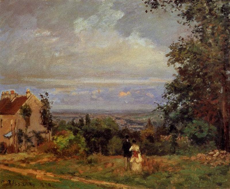 Landscape near Louveciennes by Camille Pissarro — hand-painted botanical oil painting reproduction on canvas