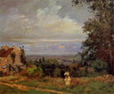 Landscape near Louveciennes by Camille Pissarro — rural oil painting wall art, Impressionism