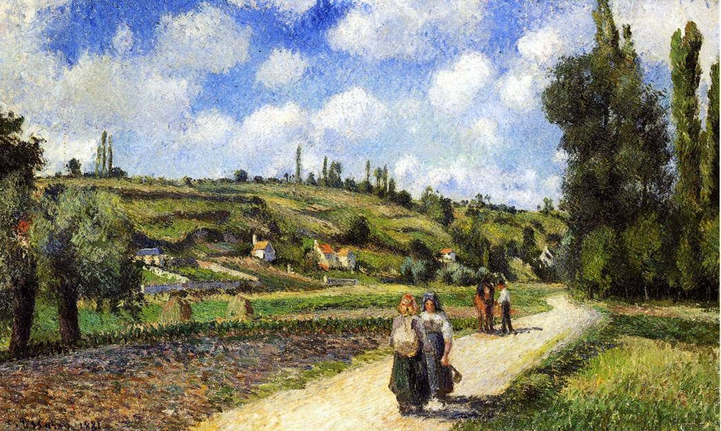 Landscape near Pontoise, the Auvers Road by Camille Pissarro — hand-painted landscape oil painting reproduction on canvas