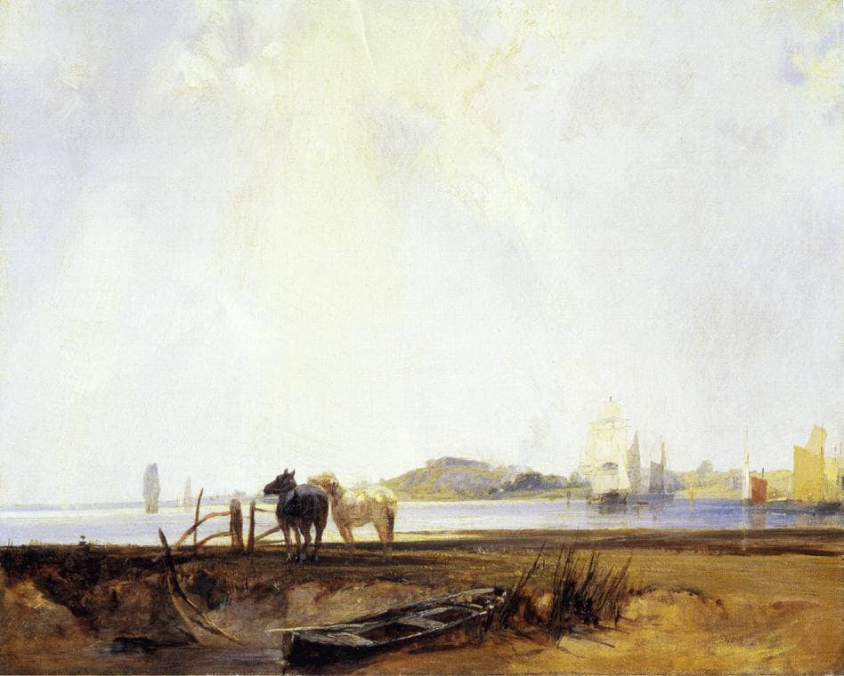Landscape near Quilleboeuf by Richard Parkes Bonington — hand-painted animal oil painting reproduction on canvas