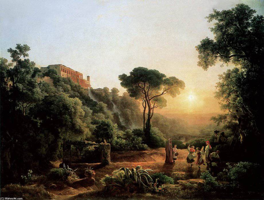 Landscape Near Tivoli With Vintager Scens - Károly Markó the Elder