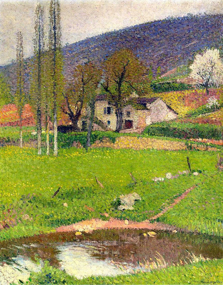 Landscape near Toulouse by Henri Martin — hand-painted architectural oil painting reproduction on canvas