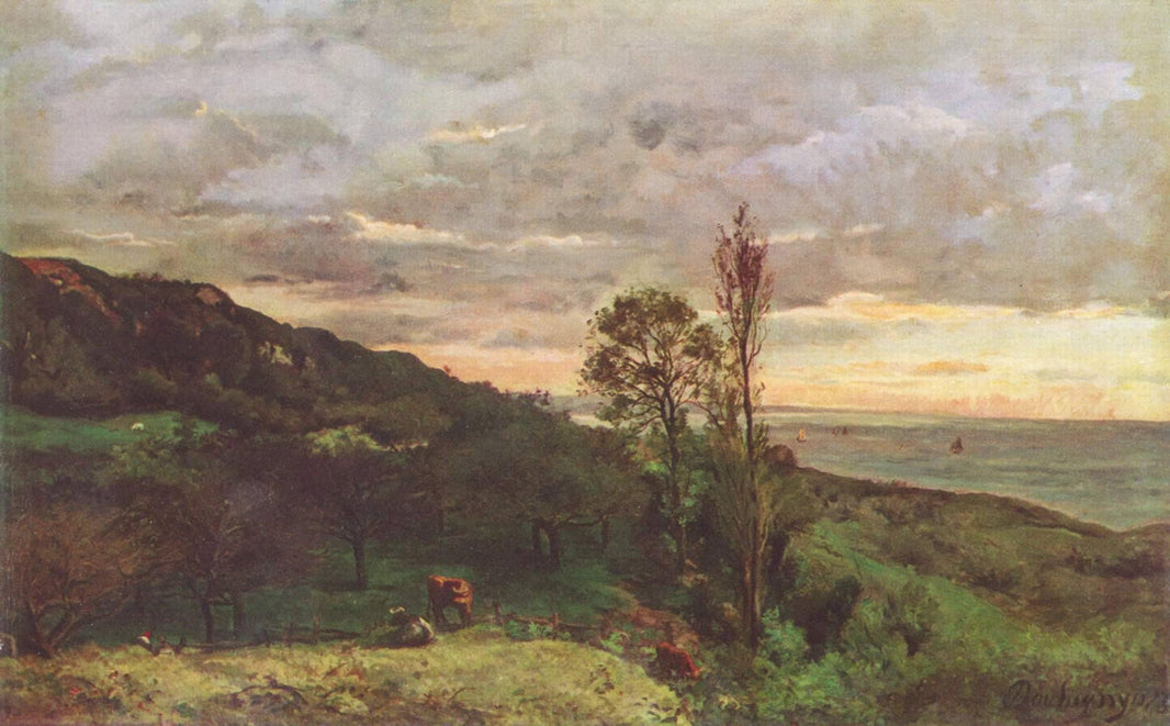 Landscape near Villerville by Charles-Francois Daubigny — hand-painted botanical oil painting reproduction on canvas