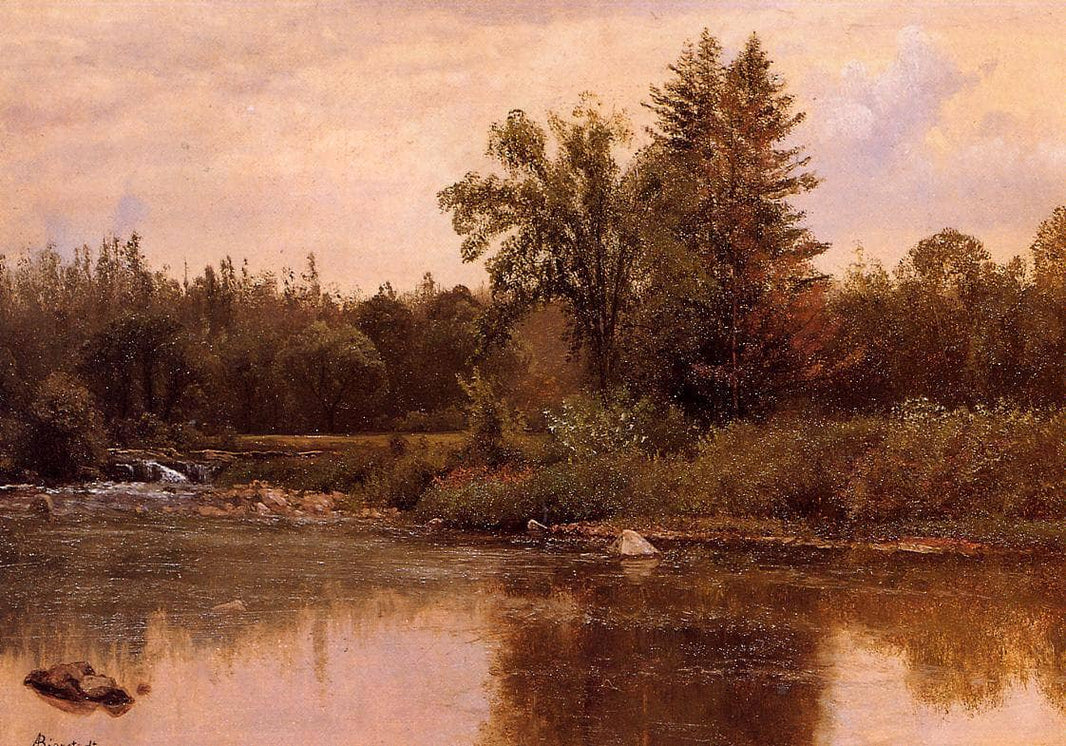 Landscape, New Hampshire by Albert Bierstadt — hand-painted botanical oil painting reproduction on canvas