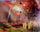 Landscape off ruins and fires in bedroom