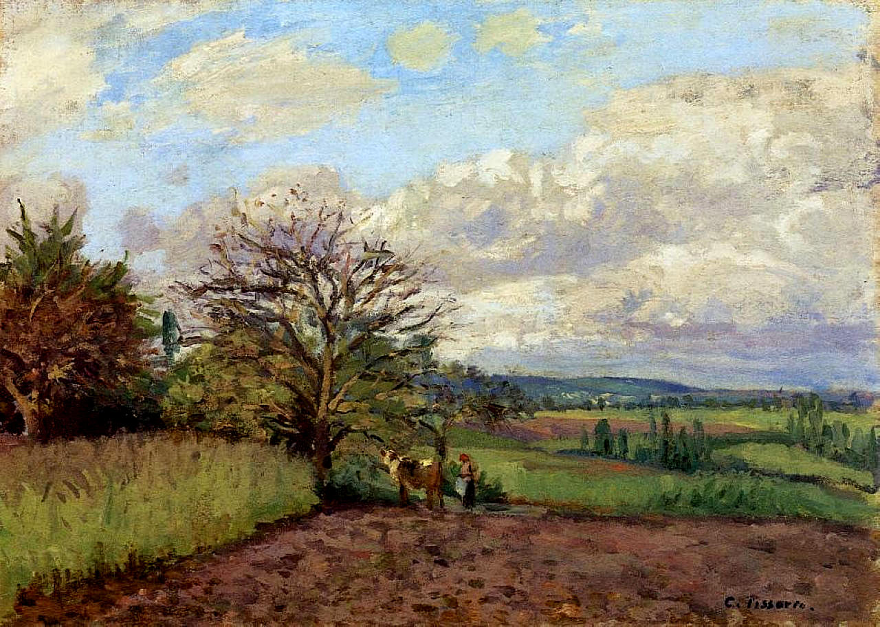 Landscape with a Cowherd - Camille Pissarro