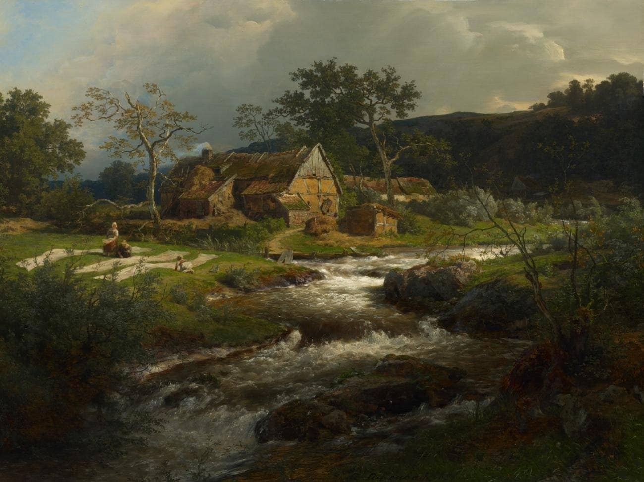Landscape with a farmhouse and a torrent