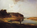 Landscape with a River and an Angler by Aleksey Savrasov — hand-painted botanical oil painting reproduction on canvas