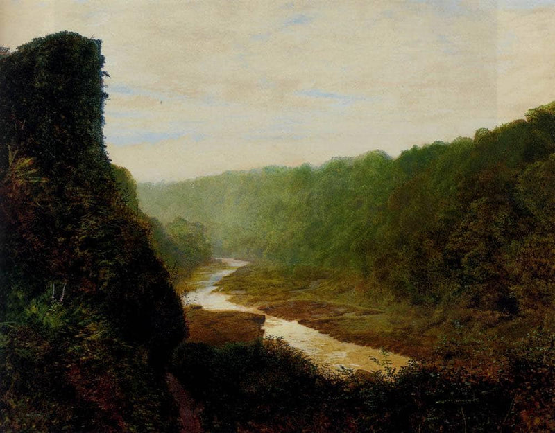 Landscape with a winding river on gallery wrap