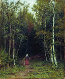 Landscape with a Woman by Ivan Shishkin — male oil painting wall art, Realism