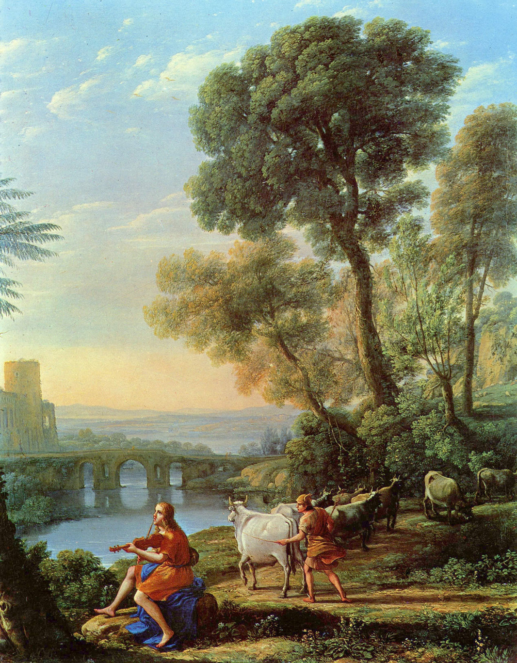 Landscape with Apollo Guarding the Herds of Admetus by Claude Lorrain — hand-painted botanical oil painting reproduction on canvas