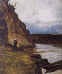 Landscape with brother's figure by Vasily Surikov — seascapes oil painting wall art, Realism