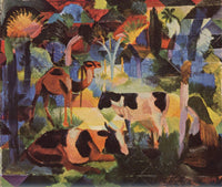 Landscape with Cows and a Camel by August Macke — hand-painted abstract oil painting reproduction on canvas