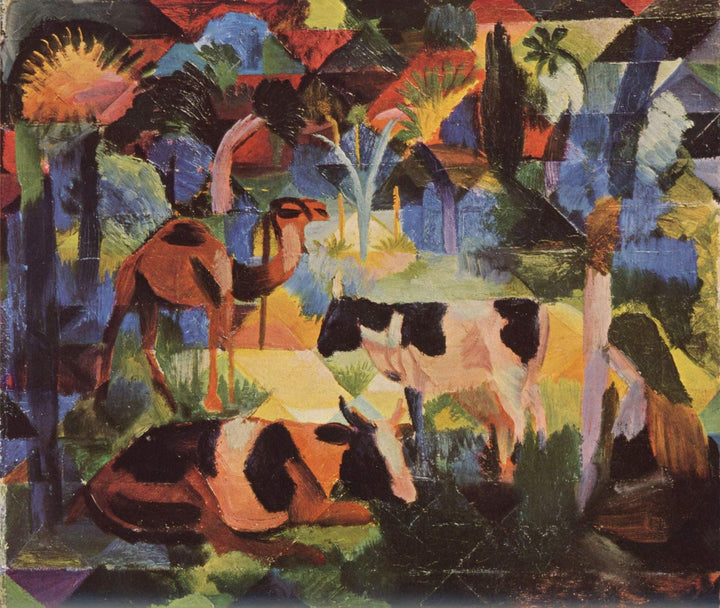 Landscape with Cows and a Camel by August Macke — hand-painted abstract oil painting reproduction on canvas