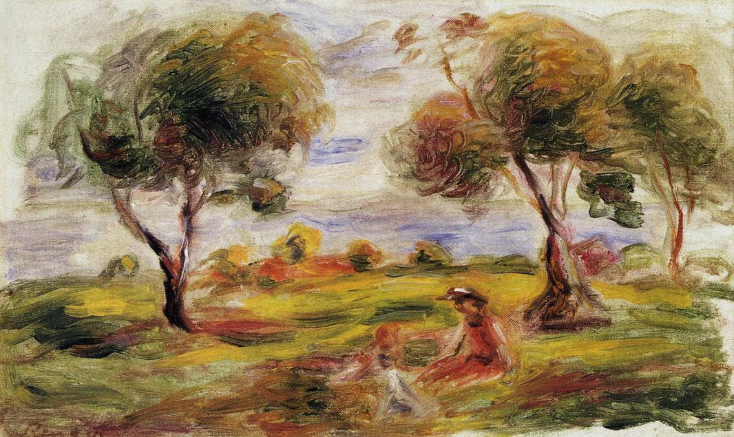 Landscape with Figures at Cagnes by Pierre-Auguste Renoir — hand-painted landscape oil painting reproduction on canvas