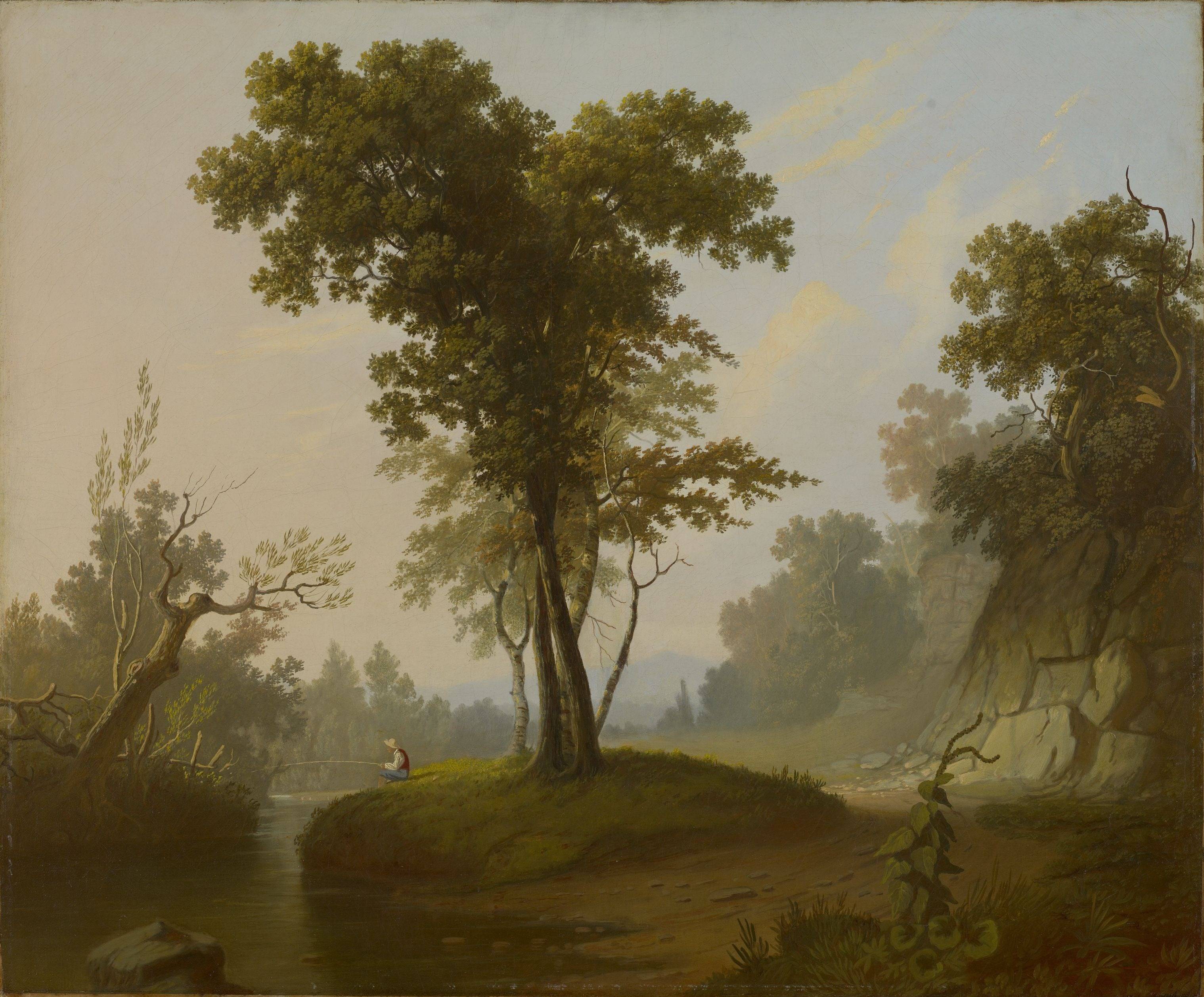 Landscape with Fisherman - George Caleb Bingham