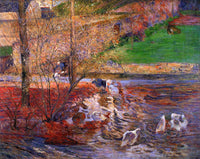Landscape with geese by Paul Gauguin — hand-painted animal oil painting reproduction on canvas