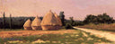 Landscape with Haystacks by Gustave Caillebotte, rural oil painting wall art, Impressionism