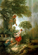 Landscape with Kirschpflückerin by Francois Boucher — children oil painting wall art, Rococo